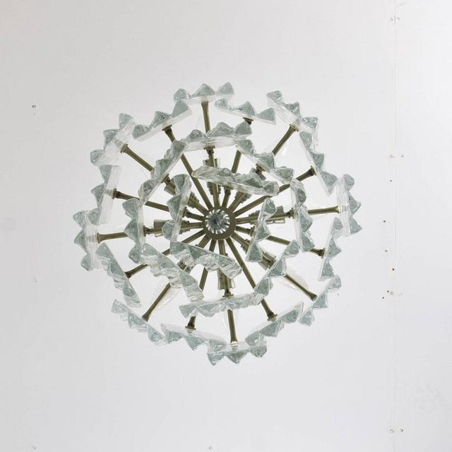 Metal Large Modern Ice Glass Chandeliers attributed to J. T. Kalmar, 1970, Set of 2 For Sale - Image 7 of 14