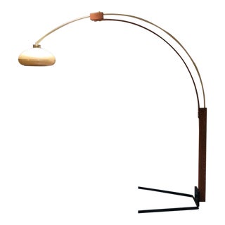 Vintage Brass and Bentwood Arc Lamp For Sale