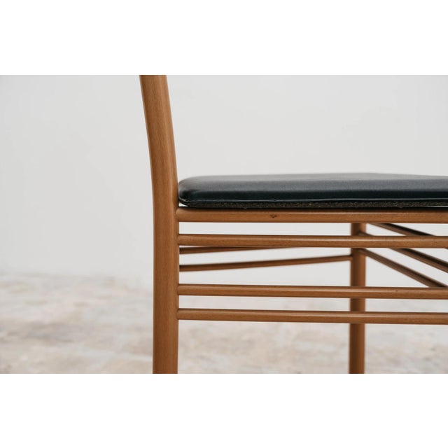 Wood Vintage High Back Chairs in Black Leather, Set of 4 For Sale - Image 7 of 10