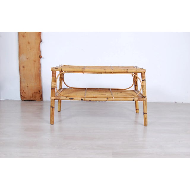Tan Italian Bamboo and Wicker Coffee Table, 1970s For Sale - Image 8 of 12