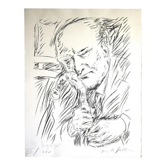 Pericles Fazzini, Portrait of Giuseppe Ungaretti, 1958, Original Lithograph For Sale