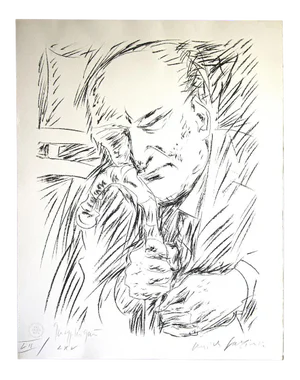 Pericles Fazzini, Portrait of Giuseppe Ungaretti, 1958, Original Lithograph