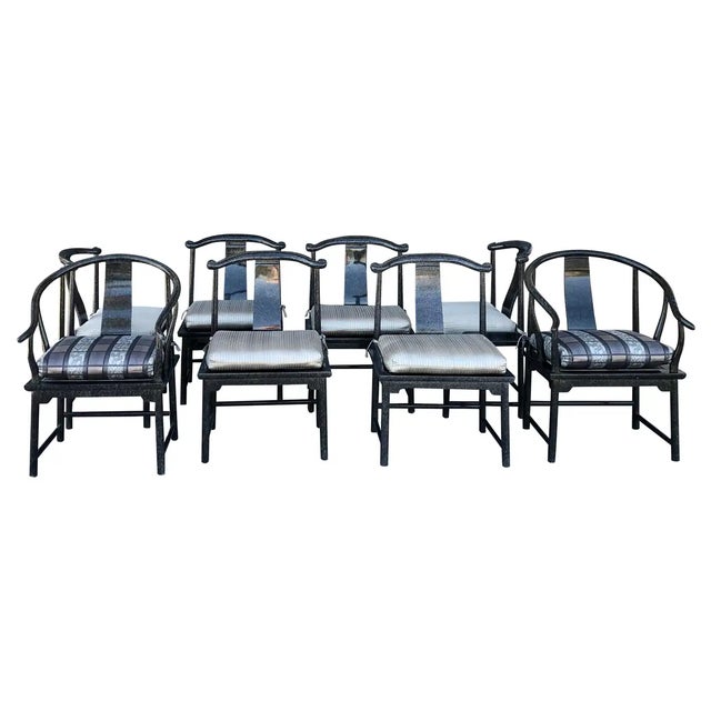 Modern Chinoiserie Marge Carson Custom Dining Chairs in Tortoise Finish - Set of 8 For Sale - Image 13 of 13