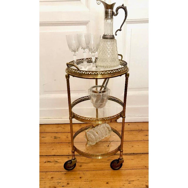 Neoclassicist Art Deco French Bar Trolley in Brass, 1970s For Sale - Image 9 of 9