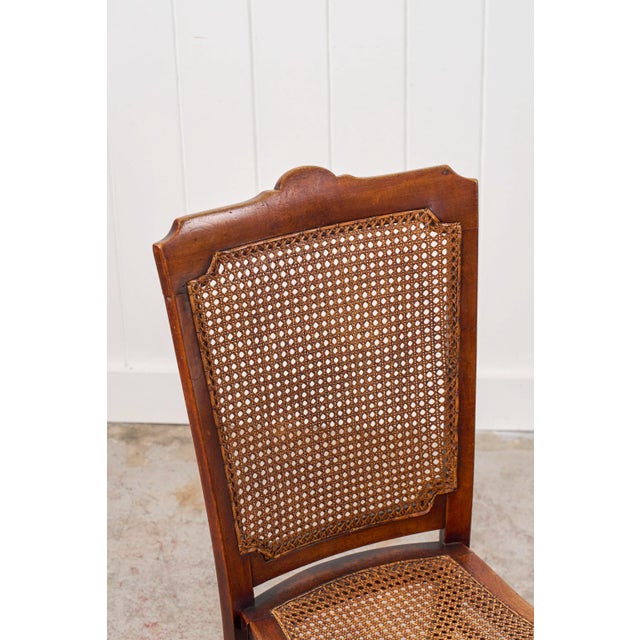 Mid 19th Century Antique Petite Walnut Accent/ Nursing Chair With Hand-Tied Cane Seat + Back With Bobbin Legs For Sale - Image 5 of 10
