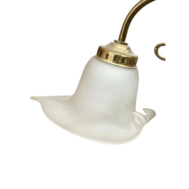 Vintage Art Nouveau Style Fleur De Lis Calla Lillies Shades 5 Arms Chandelier For Sale In Pittsburgh - Image 6 of 13