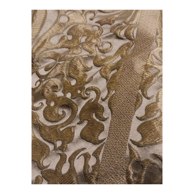 Scalamandre Elegant Italian Embossed Chartreuse Silk Upholstery Fabric- 6 Yards For Sale