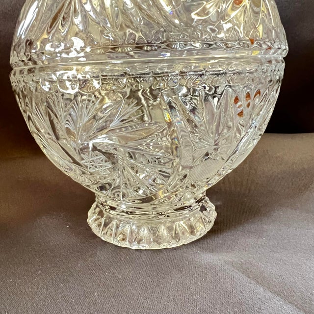 Antique American Brilliant Cut Glass Lidded Jar Hobstar Pedestal For Sale In Portland, OR - Image 6 of 12