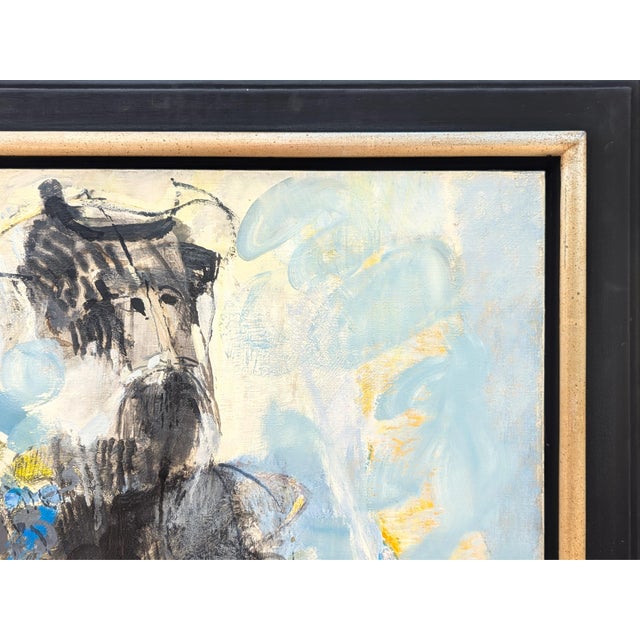 Textile Joël Dabin "L'Hidalgo de la Mancha" Modern Blue Tone Abstract Expressionist Figure Painting, 1991 For Sale - Image 7 of 12