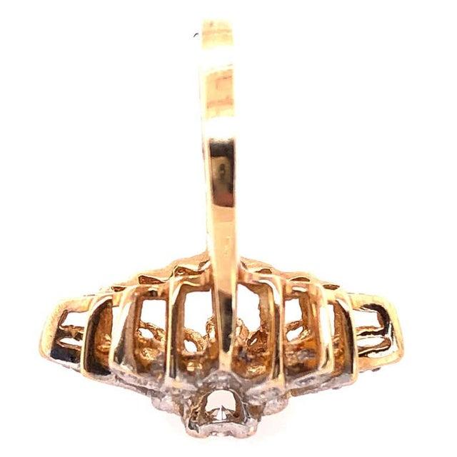 14 Karat Two-Tone White and Yellow Gold With Diamond Cluster Ring 0.50 TDW, Size 5.75 For Sale - Image 4 of 10