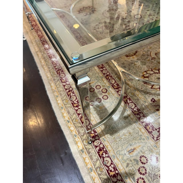 Contemporary Williams Sonoma Home Metallic or Chrome & Glass Coffee Table For Sale - Image 3 of 10