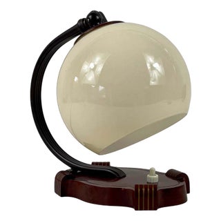 Art Deco Bakelite and Opaline Table Lamp, 1930s For Sale