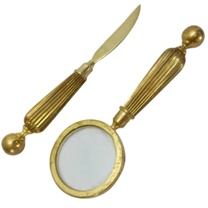 Mid-Century Brass Letter Opener and Magnifying Glass