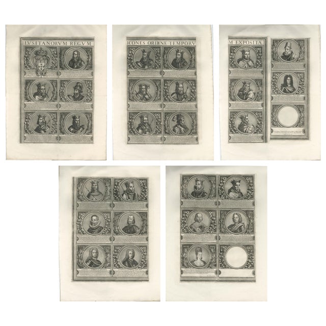 Kings of Portugal Table, 1700s, Set of 5 For Sale