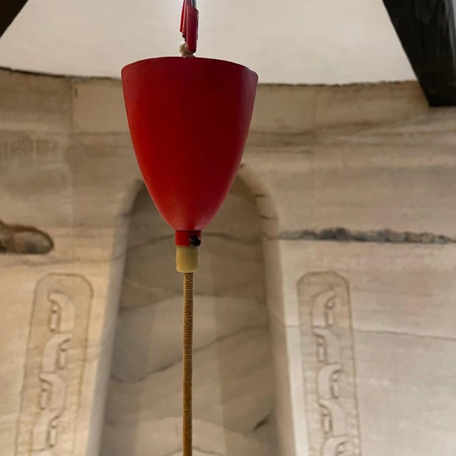 Stilnovo 1950s Stilnovo Red Perforated Cone Italian Pendant Lamp Italy For Sale - Image 4 of 9