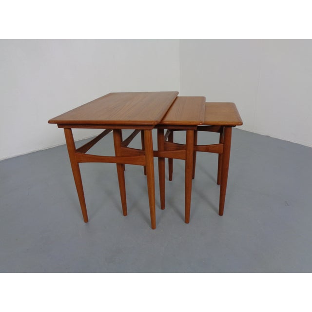 Vintage Teak Nesting Tables by Kai Kristiansen for Skovmand & Andersen, 1960s, Set of 3 For Sale - Image 12 of 18