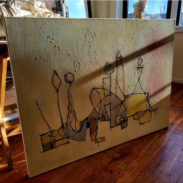 Textile "Chaque Minute" Linear, Geometric, Modern Abstract Expressionist, Contemporary Original Oil Painting by Lynn Christian For Sale - Image 7 of 7