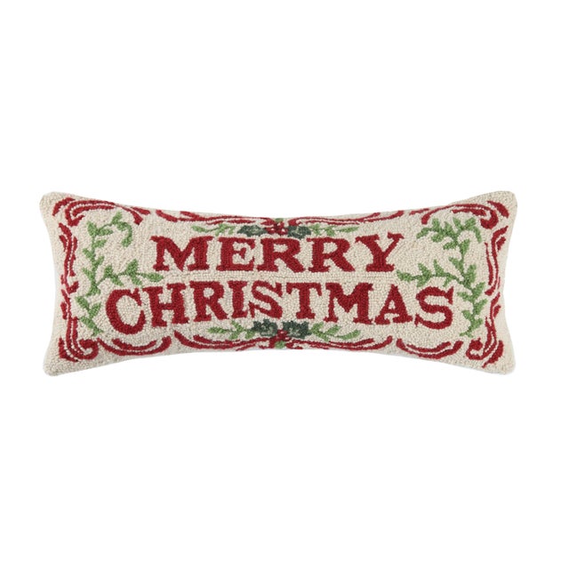 A festive way to spruce up your home for the holidays and winter season! 100% wool hooked throw pillow / accent pillow....