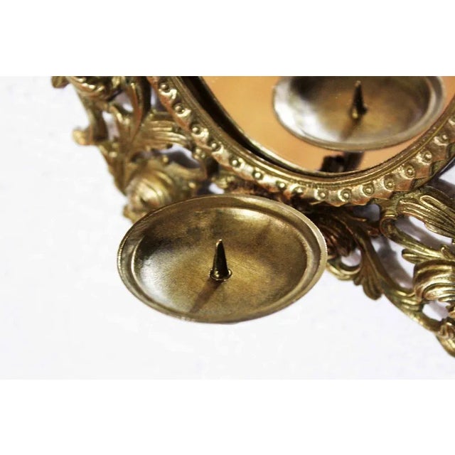 Brass Mirror with Candleholder, 1960s For Sale - Image 6 of 12