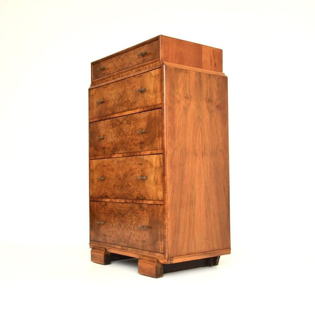 Art Deco Burr Walnut Chest of Drawers, 1930s For Sale - Image 6 of 12