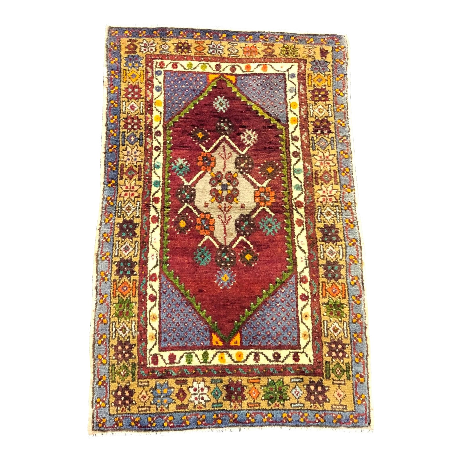 Red Purple and Yellow Nomadic Traditional Handmade Aztec Turkish Rug ...