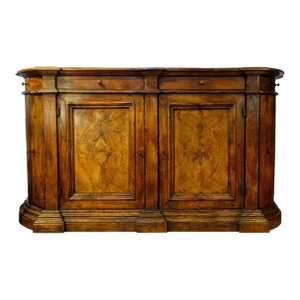 Contemporary 18th Century Style Italian Bombata Radica Handcrafted Walnut Burl Credenza
