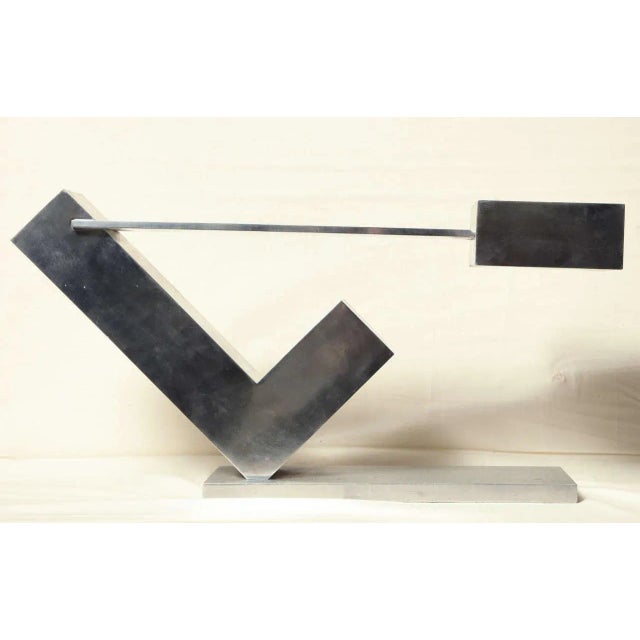 An aluminum modern sculpture by Menashe Kadishman entitled Checkpoint (in suspense). It is one of a limited edition of six...