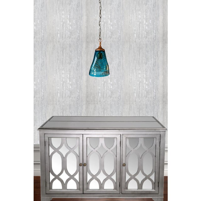 Dale Chihuly Art Glass Aqua Blue Pendant Light For Sale - Image 4 of 12