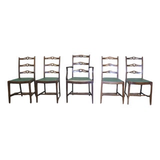 Wavy Ladder Back Dining Chairs, 1960, Set of 5 For Sale