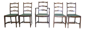 Wavy Ladder Back Dining Chairs, 1960, Set of 5