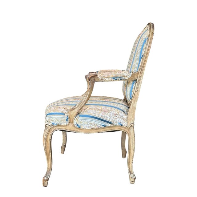 18th Century Louis XV Walnut Fauteuil/Armchair in Early Painted Finish For Sale - Image 4 of 18