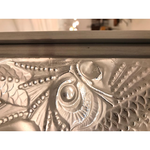 Signed Lalique French Art Glass "Masque De Femme" Plaque Standing Lamp For Sale - Image 11 of 13