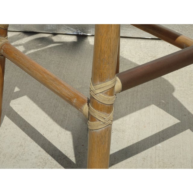 Set of Three Vintage McGuire Target Back Bamboo Barstools W Leather Straps For Sale - Image 12 of 12