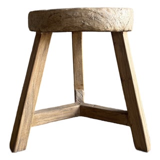 Vintage Elm Wood Wheel Table #4b6 For Sale