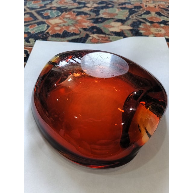 Mid 20th Century Murano-Attributed Red and Amber Sommerso Art Glass Ashtray or Catchall For Sale - Image 5 of 6