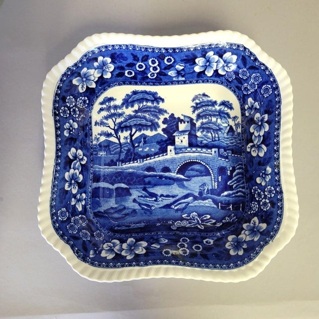 Spode Antique Spode Copeland Tower Blue & White Square Bowl, 9.5" For Sale - Image 4 of 5