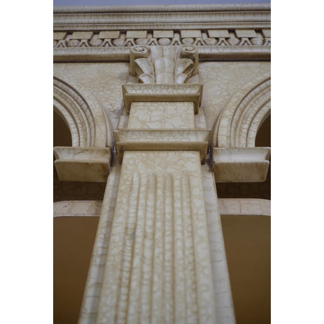 Crackle Painted Finish Double Arched Top Open Bookcase For Sale - Image 11 of 16