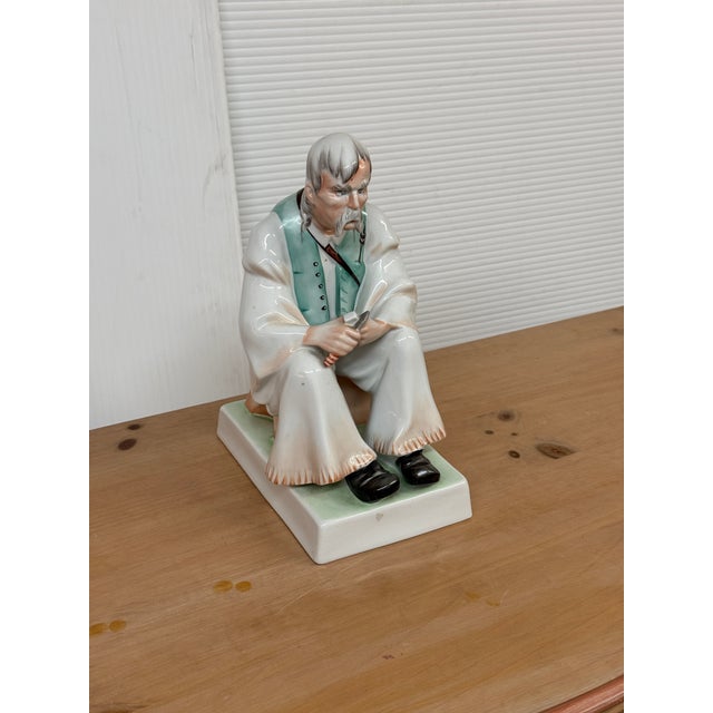 Zsolnay of Pecs, Hungary Man Whittling Figurine, Vintage For Sale - Image 11 of 12