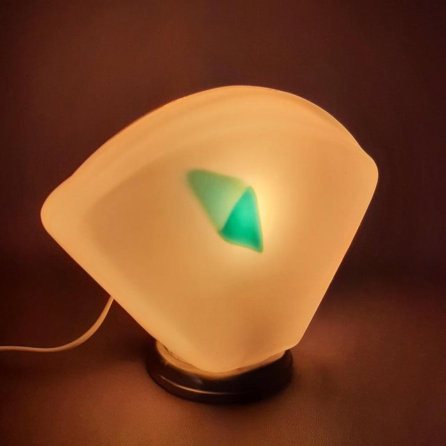 Modern Metal Fan Table Lamp with Murano Glass Top, 1970s For Sale - Image 6 of 15