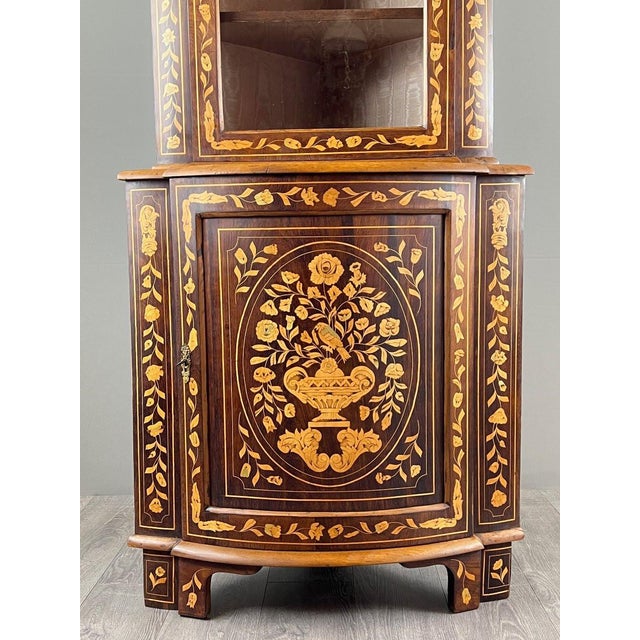19th Century Inlaid Corner Display Cabinet For Sale - Image 6 of 13