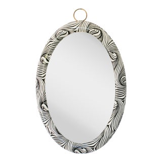 Psychedelic Black and White Vinyl Oval Wall Mirror, 1960s For Sale