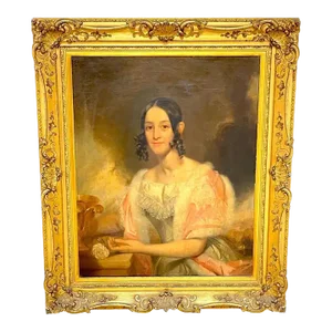 19th Century American Antebellum Portrait of a Lady, Original Giltwood Frame