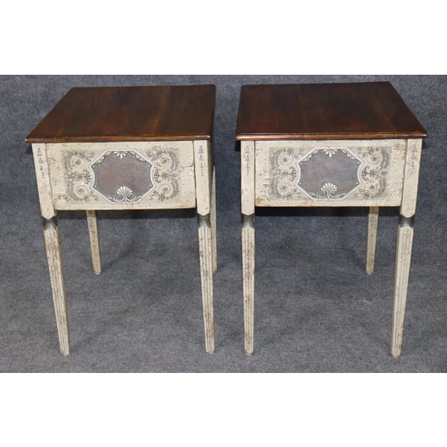 1970s Pair 1970's Distressed Painted Venetian Style End Tables For Sale - Image 5 of 14