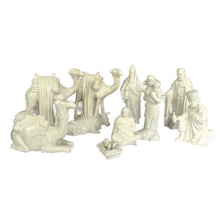 Vintage White Porcelain Nativity Scene Set – 10 Pieces For Sale