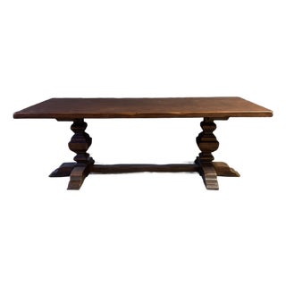 Vintage French Oak Trestle Dining Table For Sale