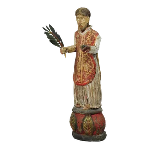 Wooden Carved Sculpture of a Saint Ca. 1850