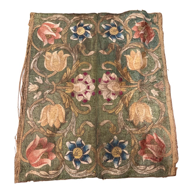 Late 18th Century Early 19th Century Silk Embroidery Fabric For Sale