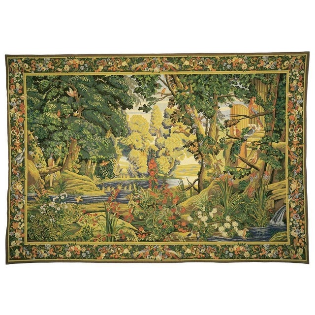 This tapestry is inspired from a fine example of a classical Verdure Tapestry, such as those woven in the traditional...