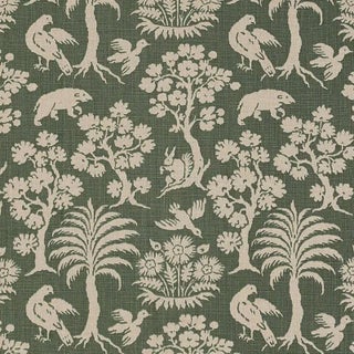 Schumacher Woodland Silhouette Fabric in Moss For Sale