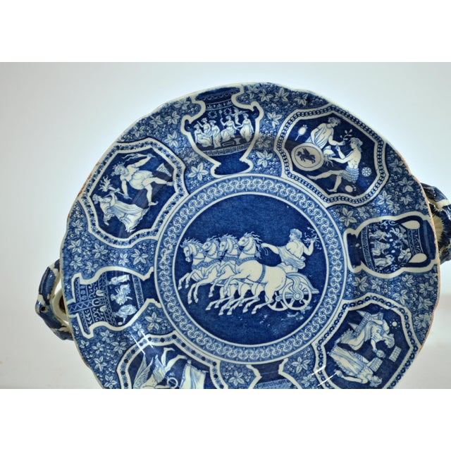 Spode Blue and White Greek Pattern Hot Water Dishes, Zeus in His Chariot, A Pair Stoke-on-Trent, Staffordshire Circa...